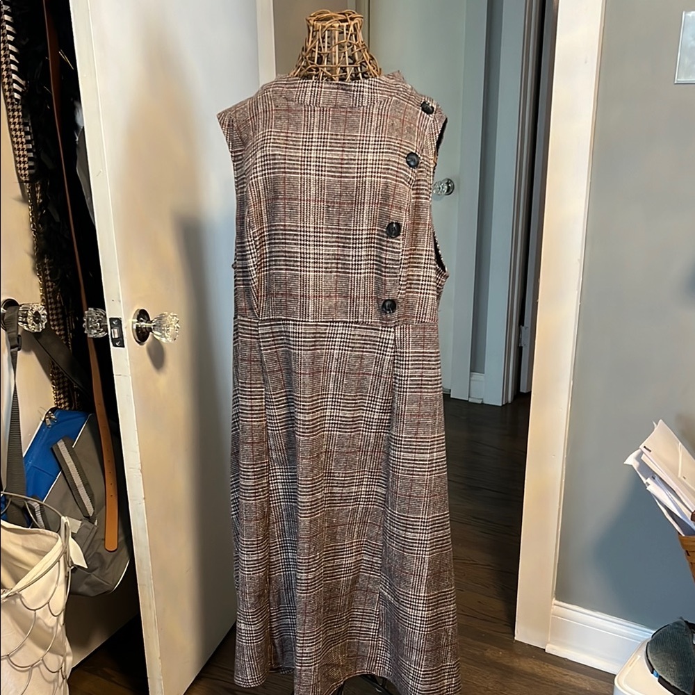SHEIN Plaid  Glen check Sleeveless Dress vintage look office size 5x
